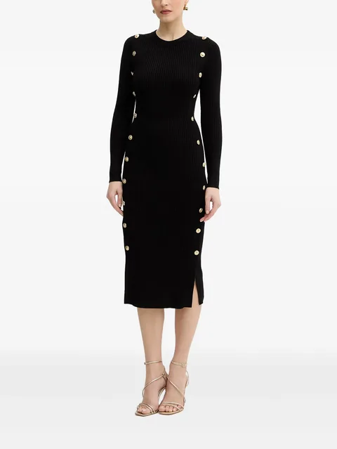 button-embellished midi dress