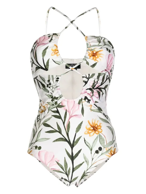 Jasmine lace-up cut-out swimsuit
