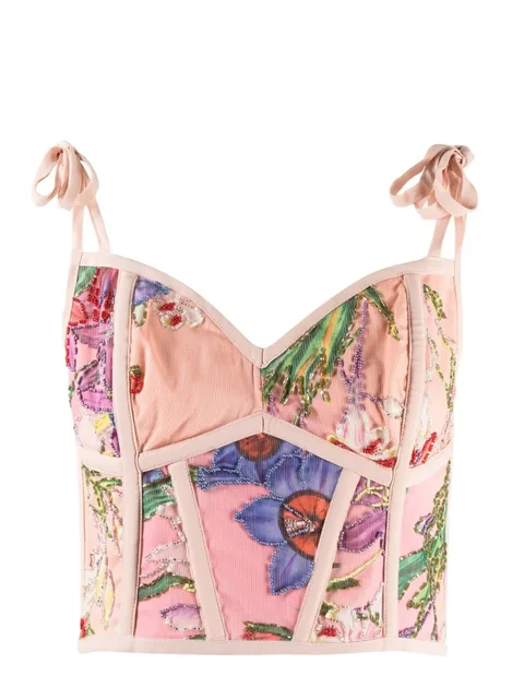 Iris bead-embellished beach top