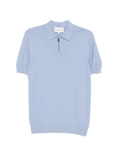 zipped pique-knit polo shirt