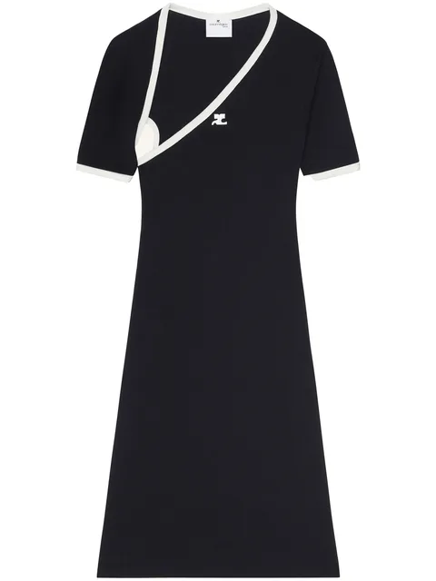 asymmetric-neck mini dress