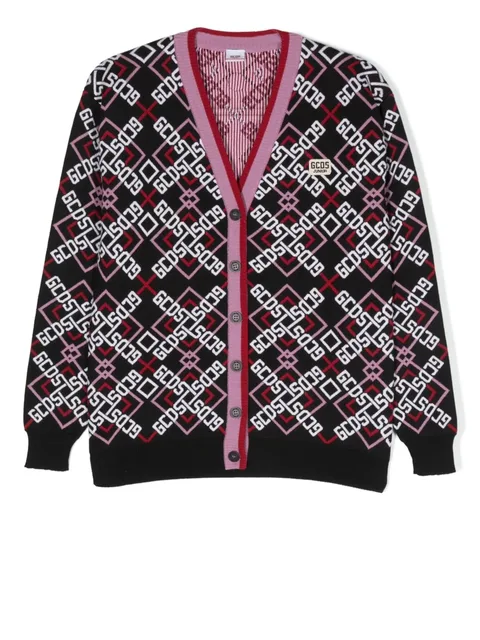 TEEN intarsia-knit logo cardigan