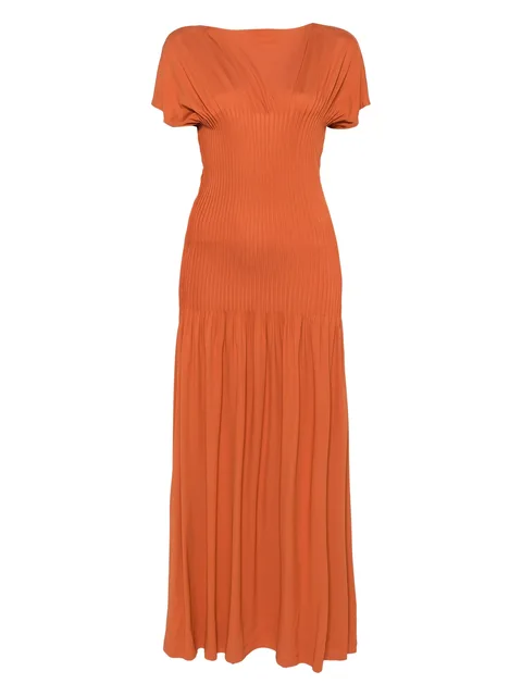 knife-pleated maxi dress
