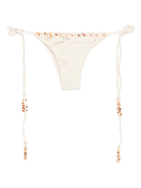 beaded tie bikini bottom