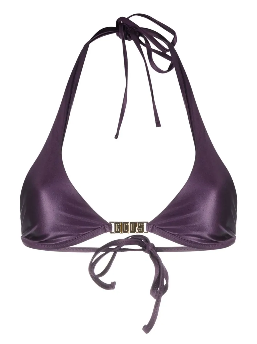 logo-plaque halterneck bikini top 2