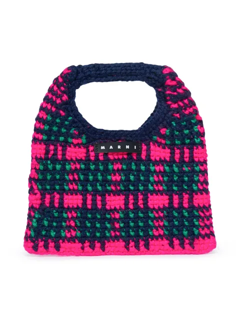 crochet-knit shoulder bag