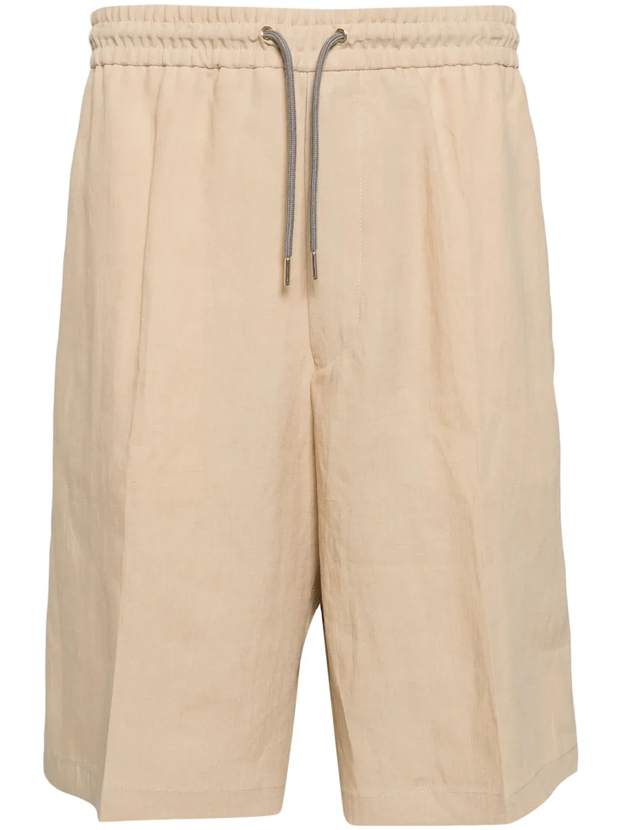drawstring-waist linen shorts 2