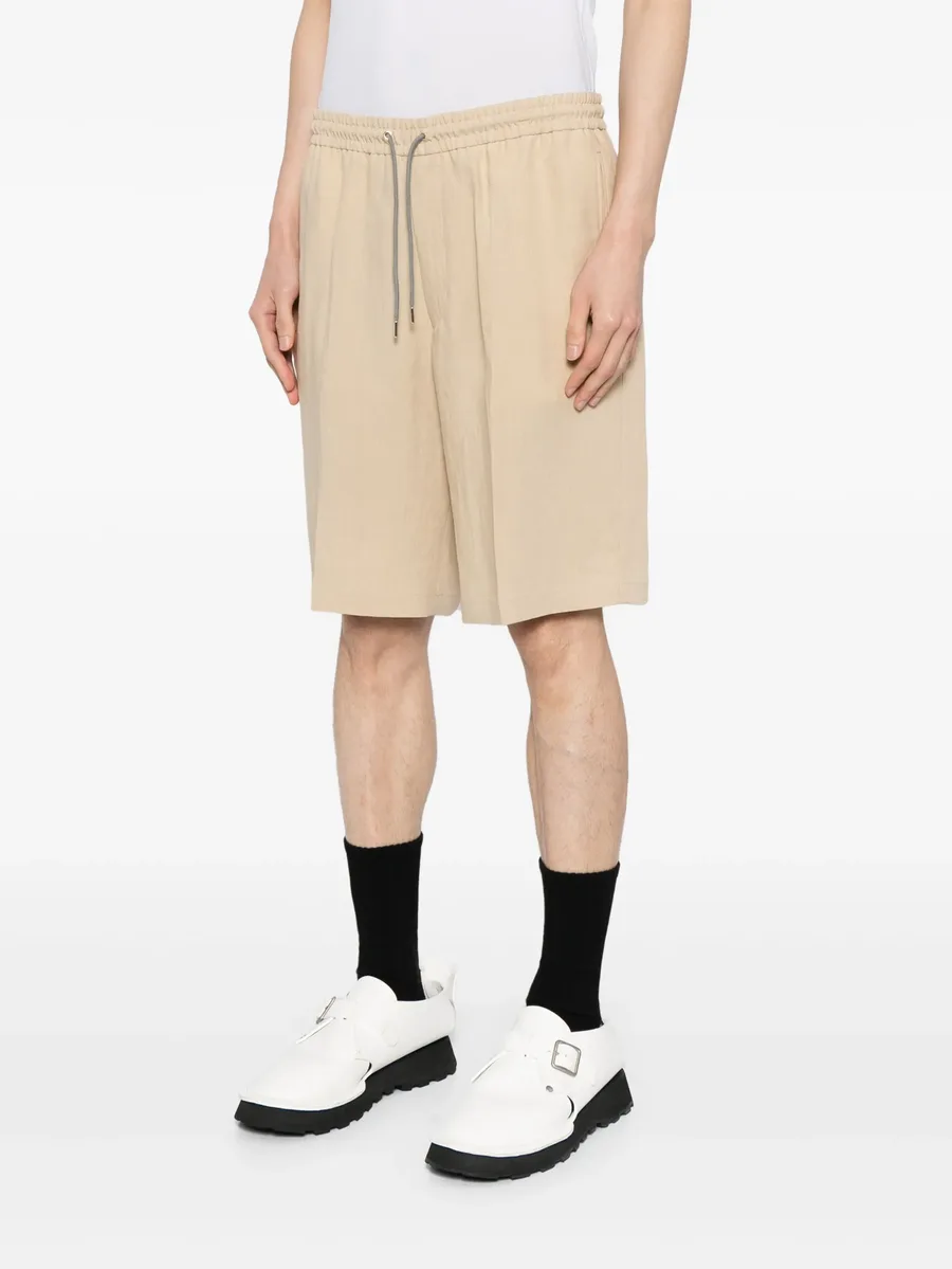 drawstring-waist linen shorts 5