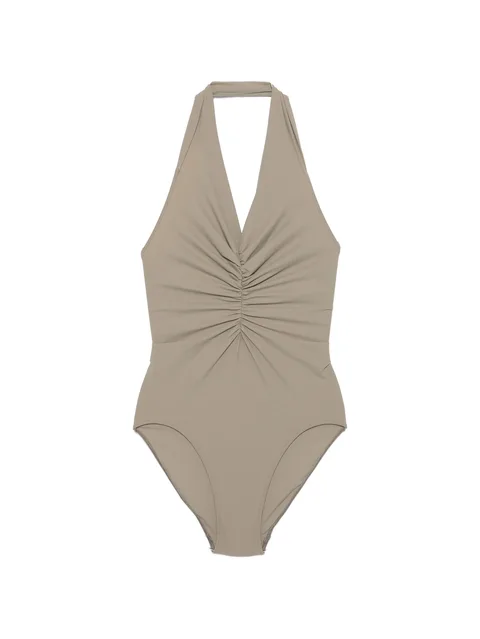 draped halterneck swimsuit