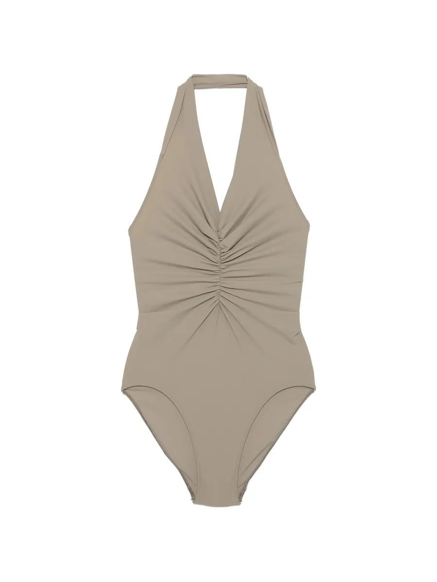 draped halterneck swimsuit 2
