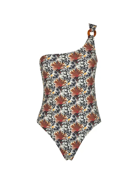 floral-print one-shoulder swimsuit