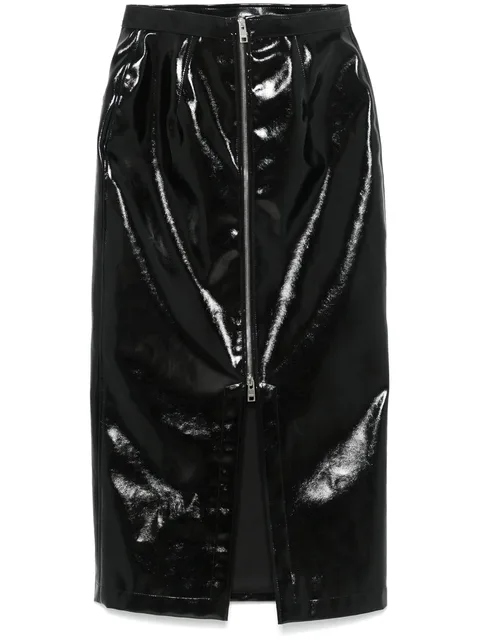 patent midi skirt