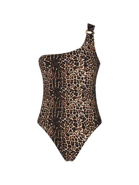 leopard-print one-shoulder swimsuit