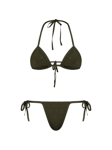 self-tie crochet two-piece bikini