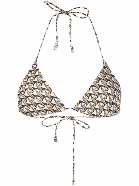 wave-print bikini top