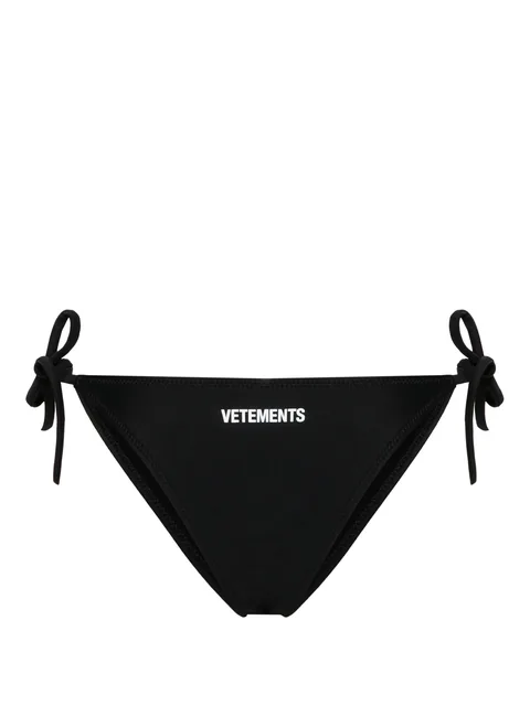 logo-print tied bikini bottom