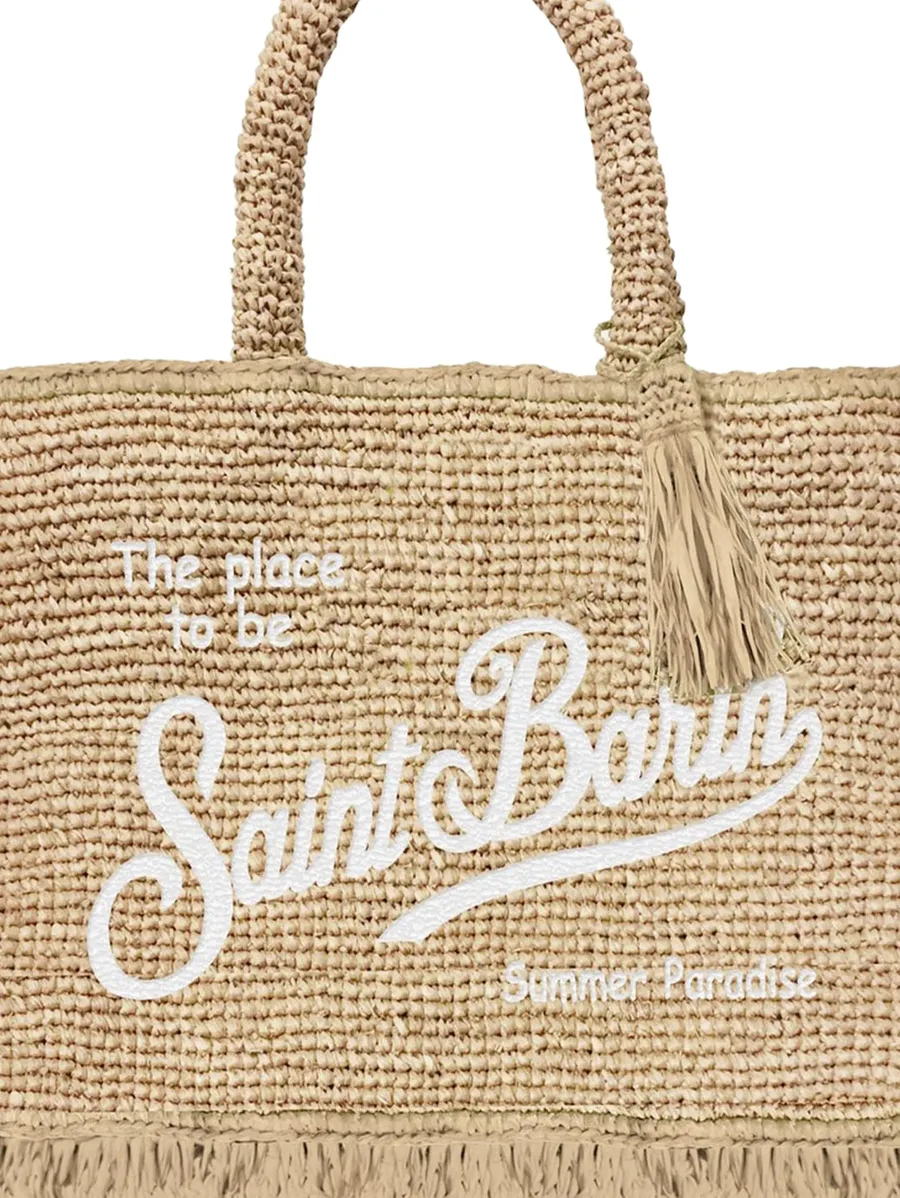 raffia logo tote bag 4