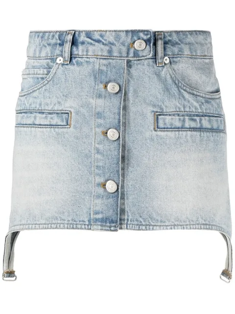asymmetric denim miniskirt