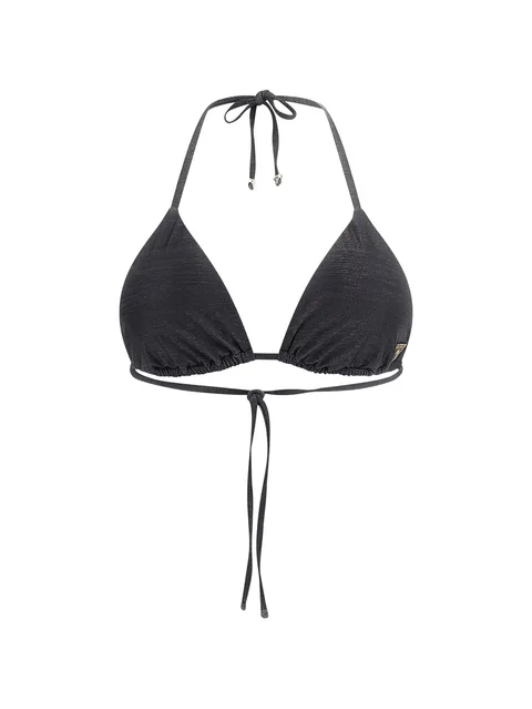 metallic-effect halterneck bikini top