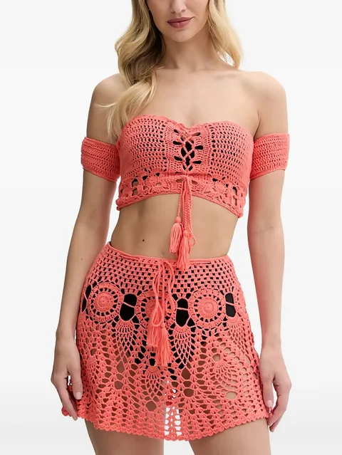 crochet-knit tassel-detail beachwear