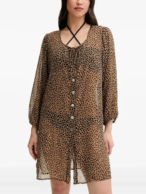 leopard-print button blouse