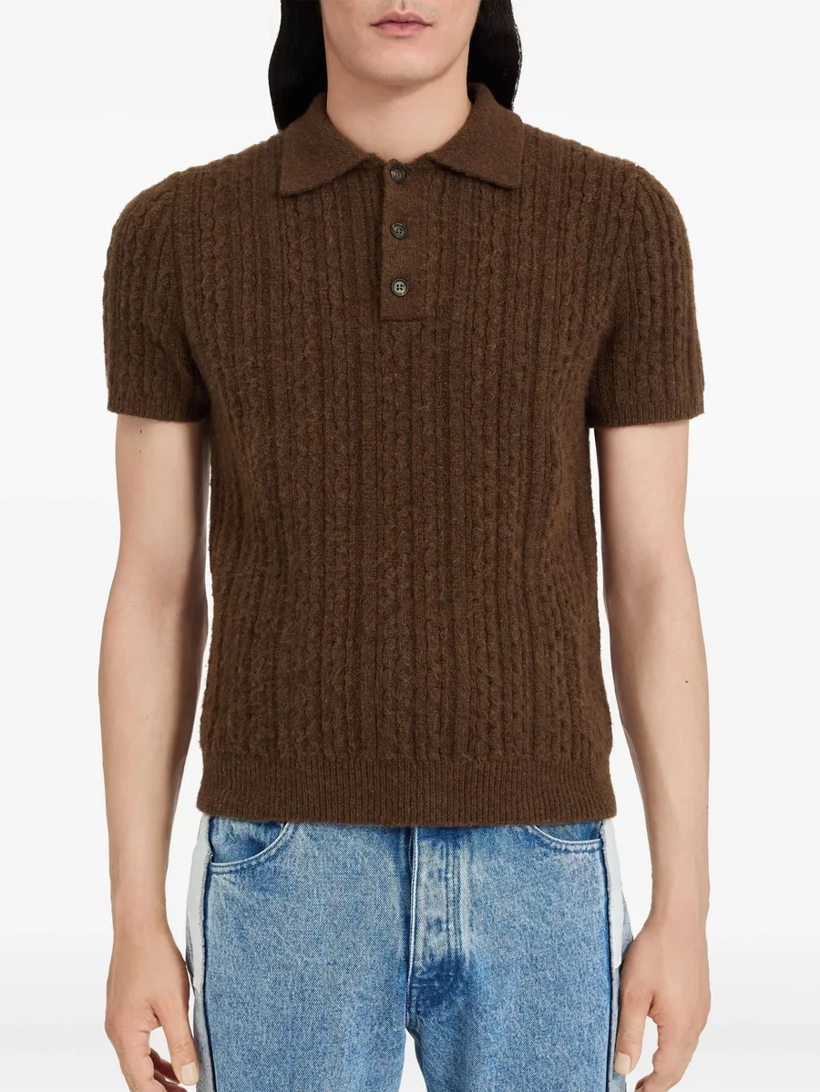 cable-knit polo shirt 9