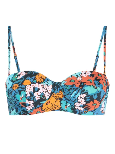 floral-print bikini top