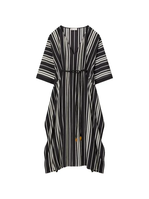 belted striped silk caftan