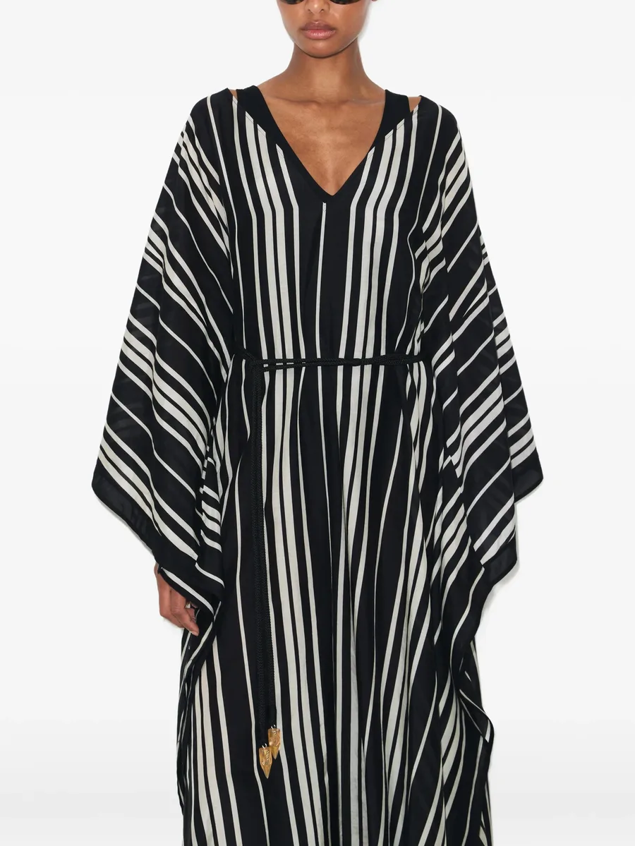 belted striped silk caftan 4