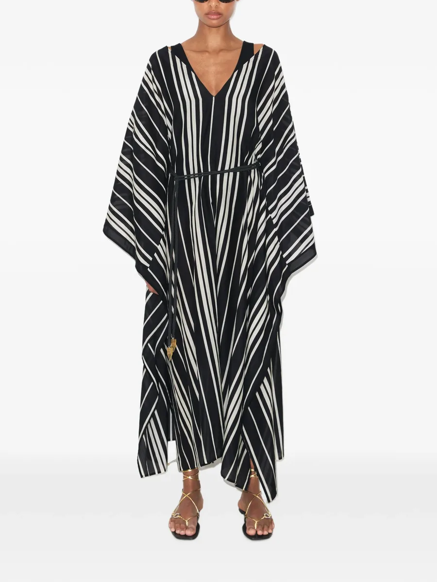 belted striped silk caftan 5