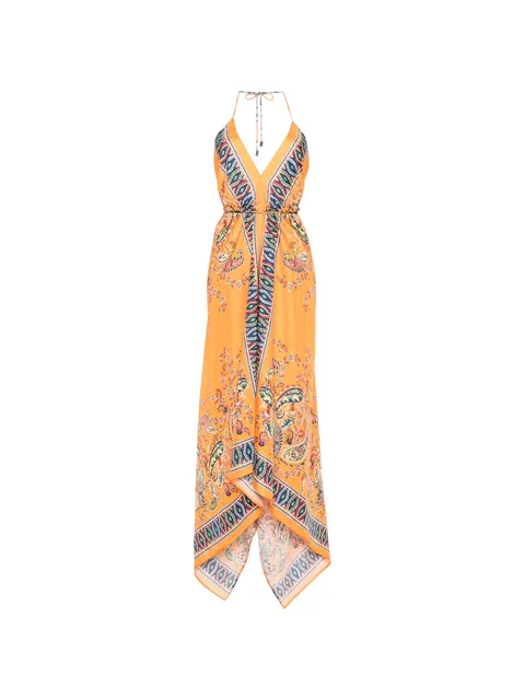 paisley V-neck midi dress