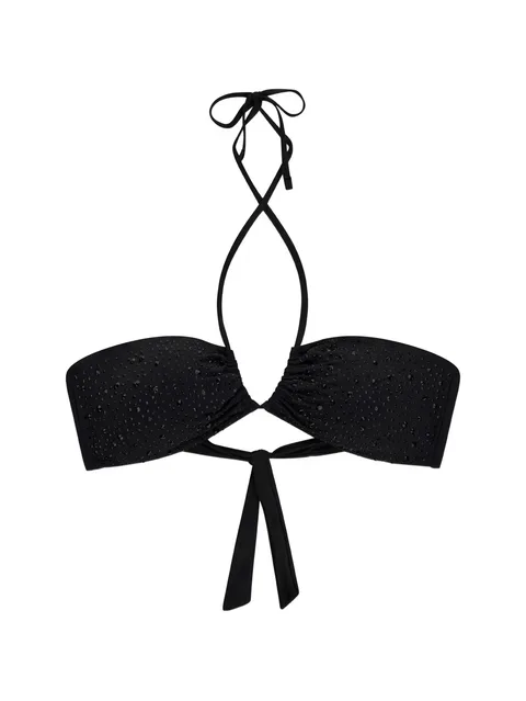 crystal-embellished ruched bikini top