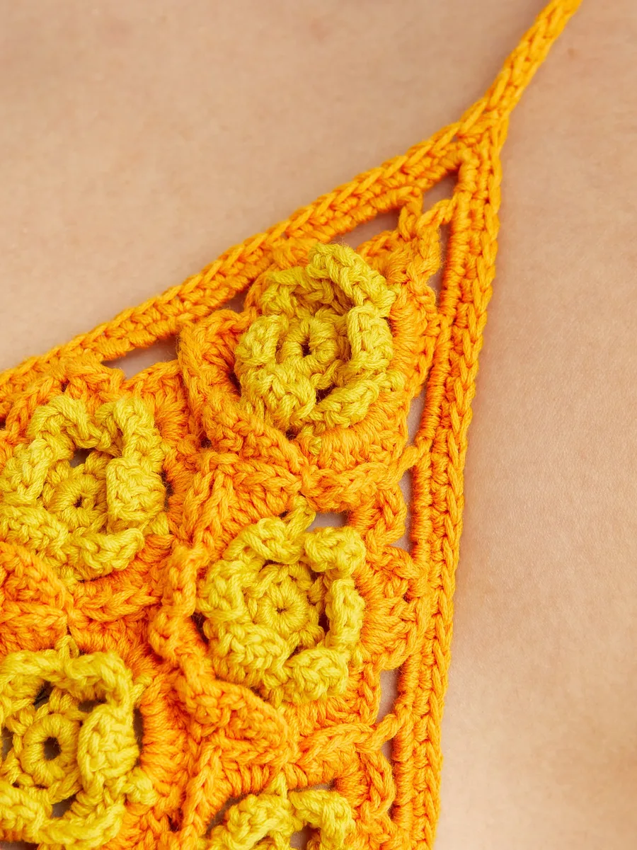 Alivia floral-appliqué crochet bikini top 4