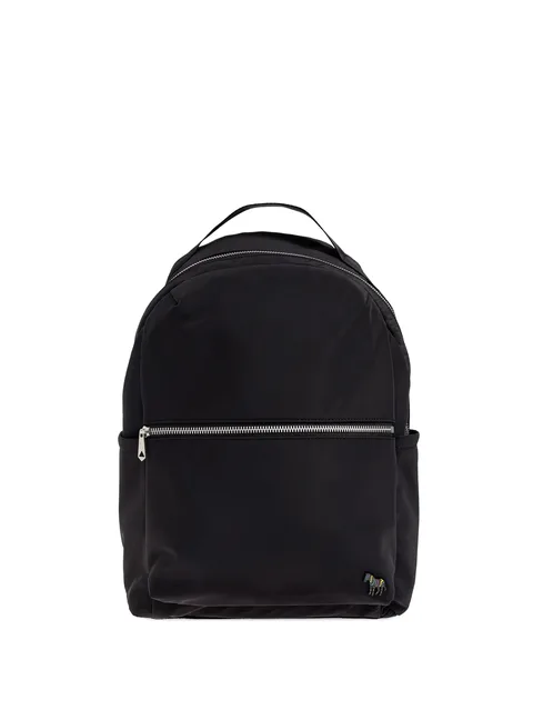 zebra-motif zip-up backpack