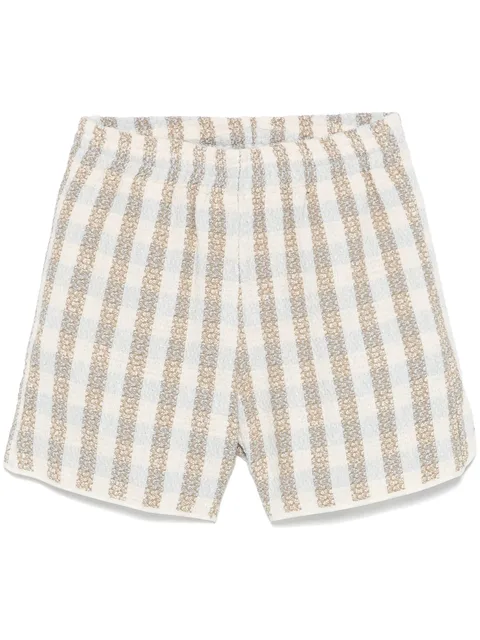 checked bouclé shorts