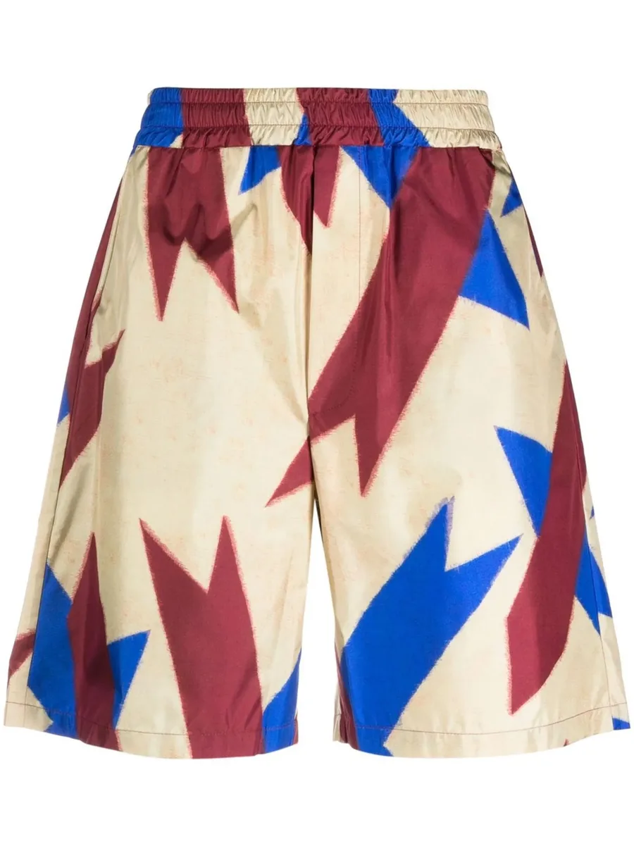 abstract-print silk shorts 2