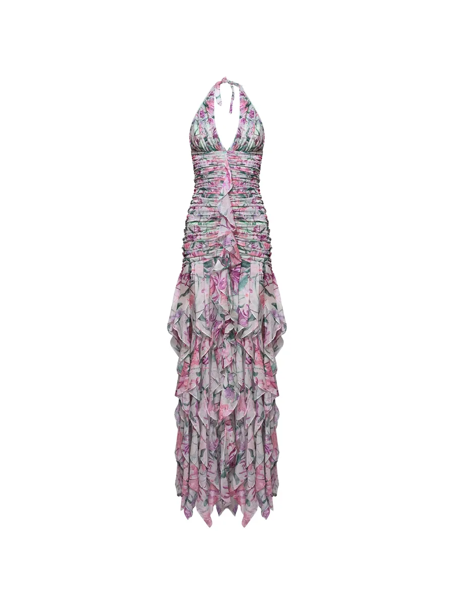 платье с оборками и цветочным принтом 2