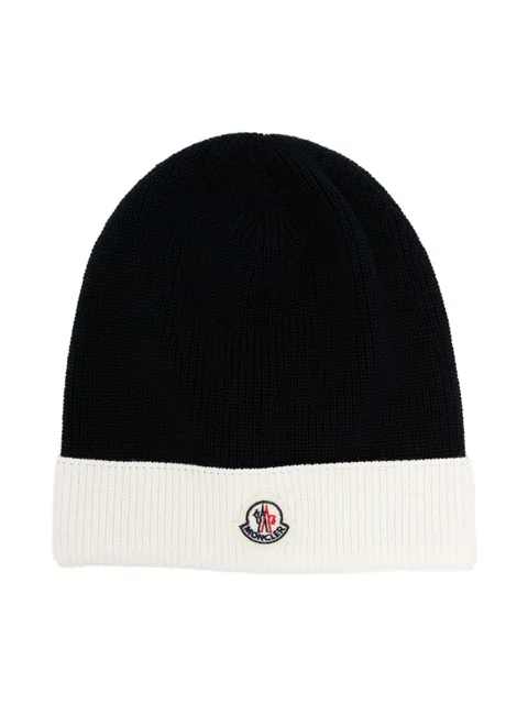 logo-patch knitted cotton beanie