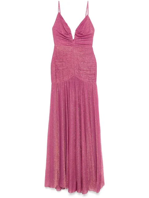 metallic plunge maxi dress