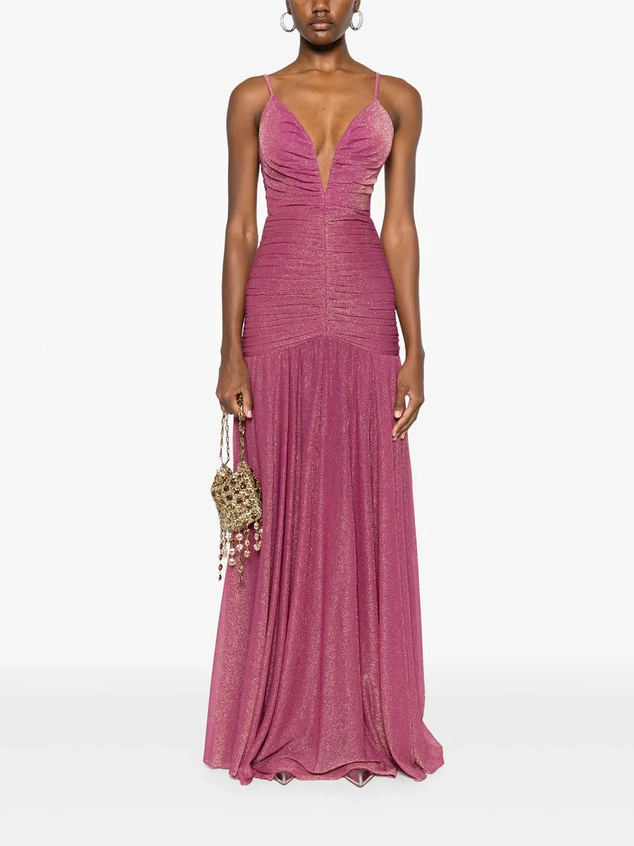 metallic plunge maxi dress 4