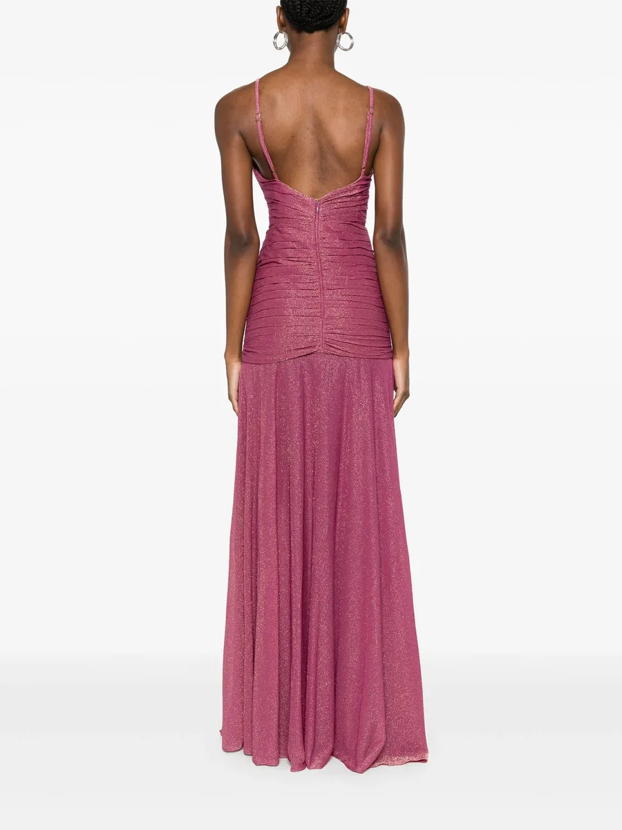 metallic plunge maxi dress 8