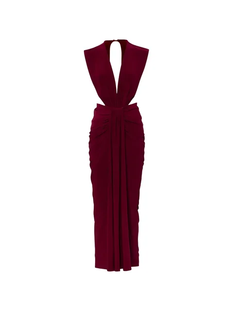 Nia V-neck ruched maxi dress