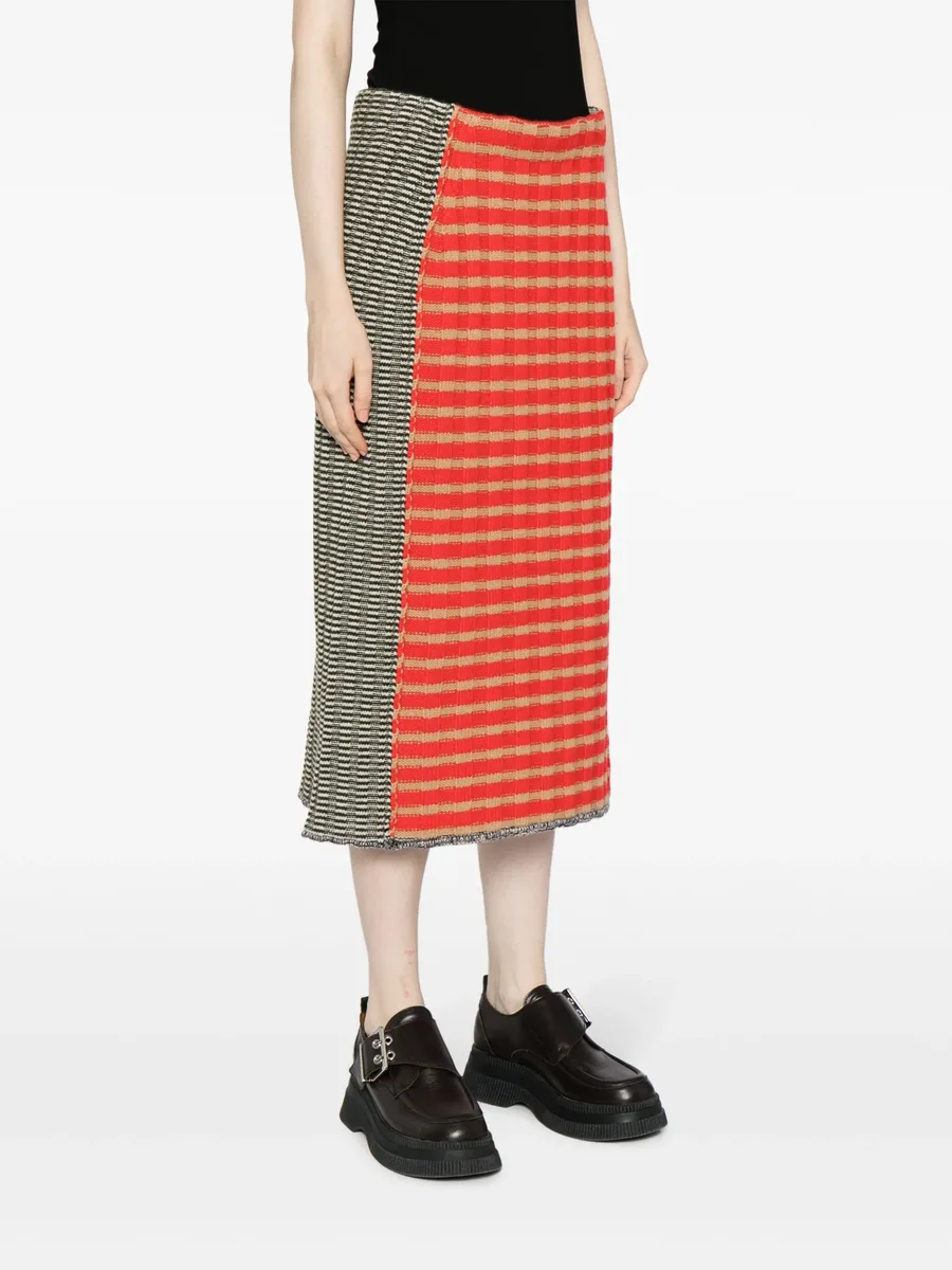 check-print knitted skirt 6