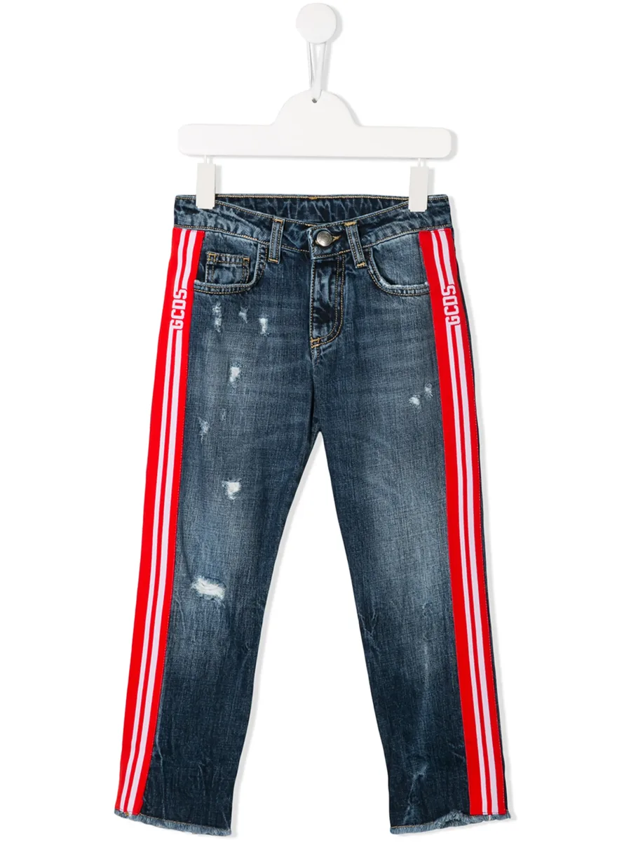 side stripe distressed jeans 2