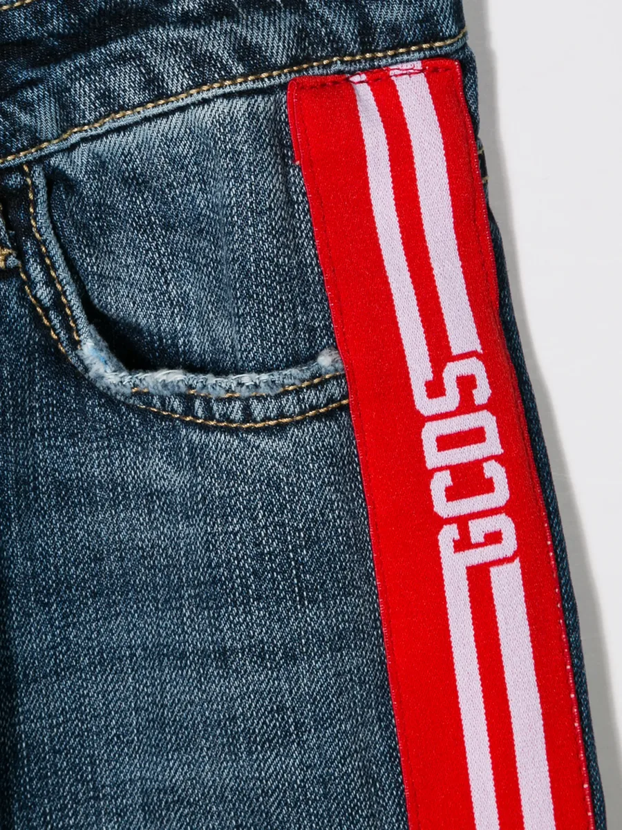 side stripe distressed jeans 6