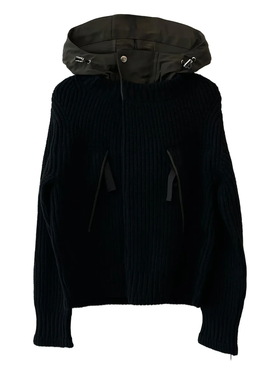 hooded ribbed knit jacket 2