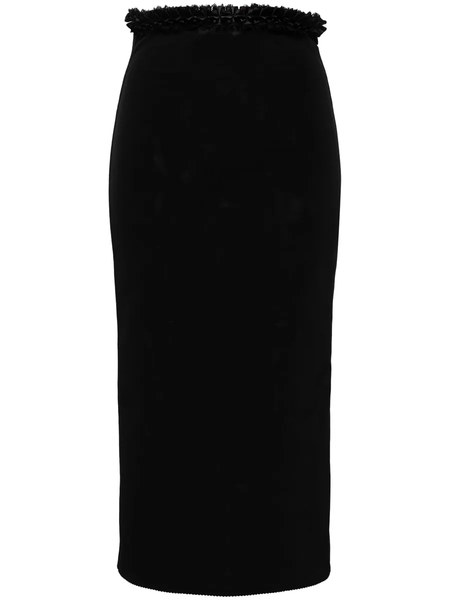 ruffle-trim pencil skirt 1