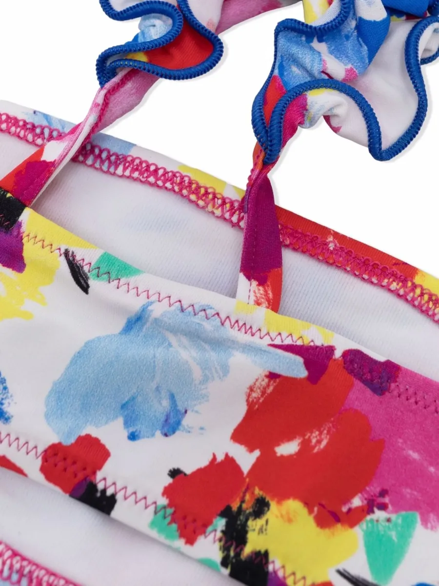 floral-paint print bikini set 6
