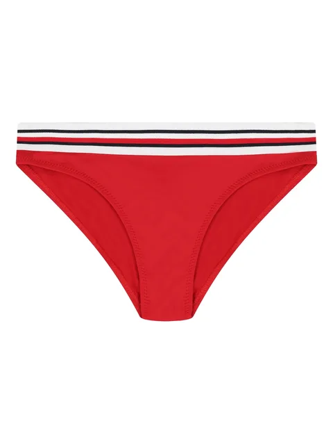 stripe-detail logo-embroidered bikini