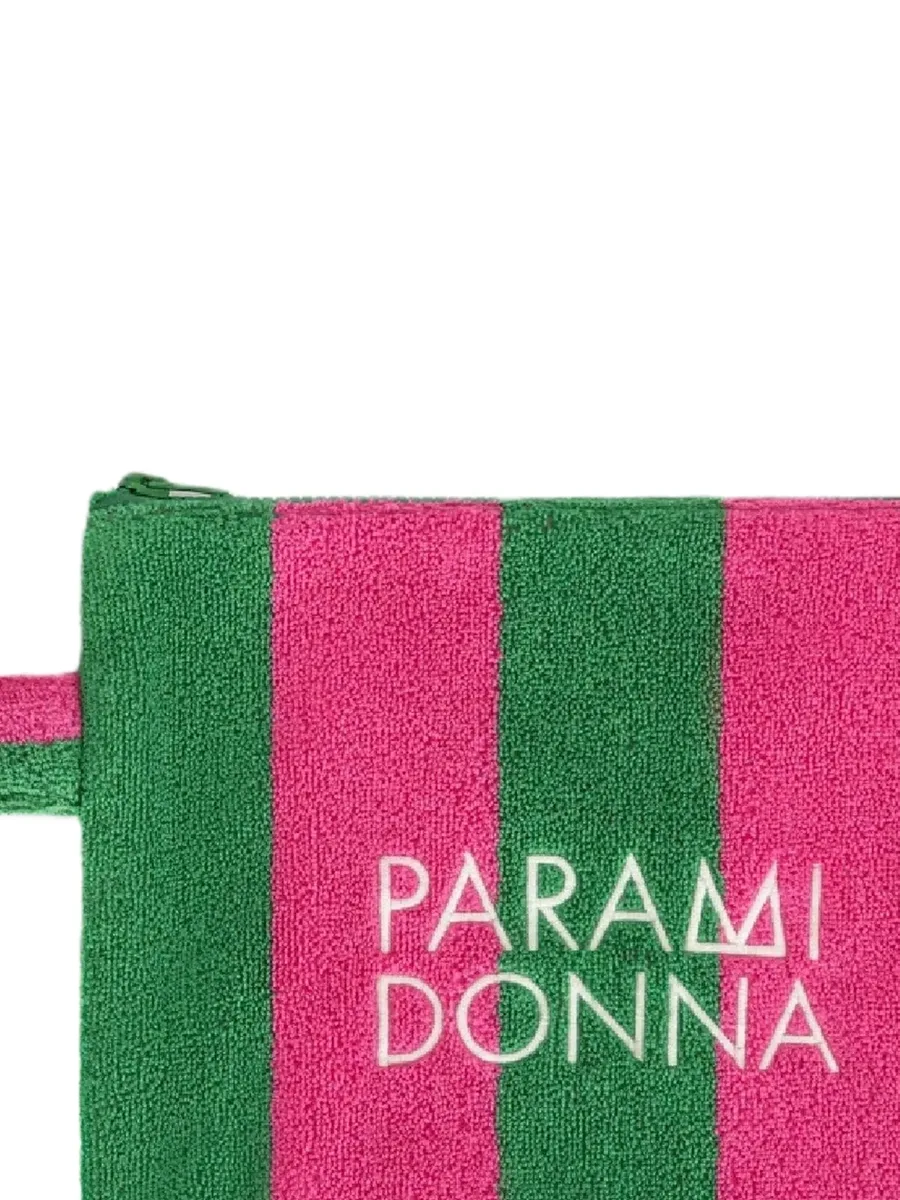 logo-print striped clutch bag 4